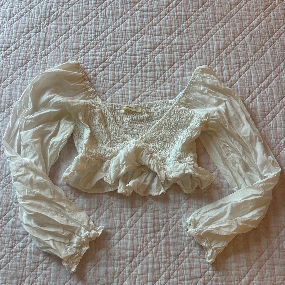 Chic White Ruched Women's Blouse